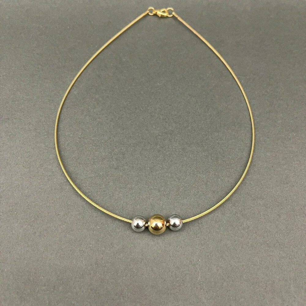 Gold-tone Silver-tone Beads Women's Fashion Wire Necklace‎ NWOT